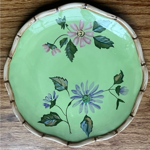 Tracy porter hand painted Floral Green Decorative Plate - Picture 1 of 6